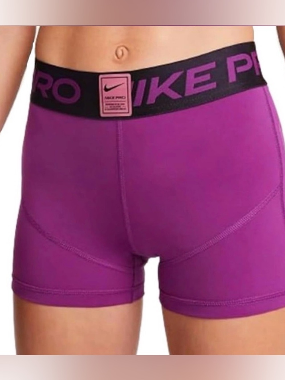 Purple Nike Pro Women's Mid-Rise 3" Graphic Shorts Sz Small